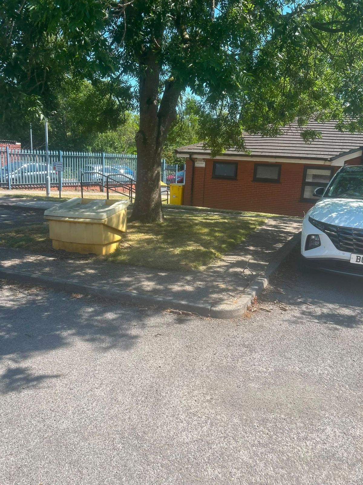 Tidy car park and tree area at a business premises